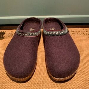 Haflinger  Classic Grizzly Slipper Purple Wool Clogs woman size 37